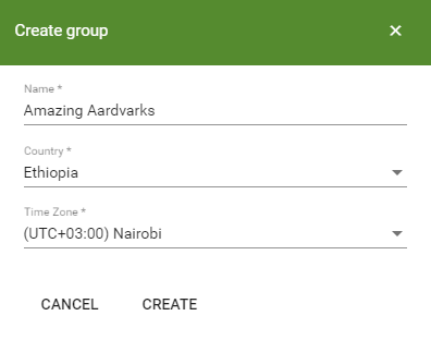 A Screenshot of the XPunch 'Create Group' Dialogue